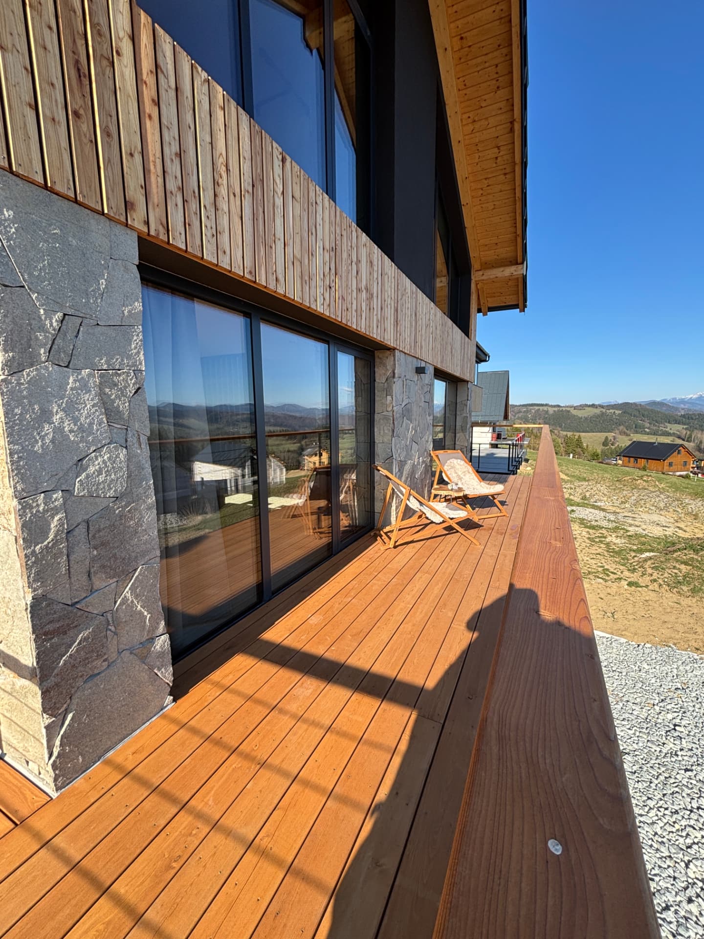Chata Mons exterior terrace overlooking the Orava mountains